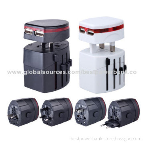 2,100mA Dual USB Ports Mobile Phone Universal Travel Adapters, Multi-plug UK/EU/AU/US Plugs